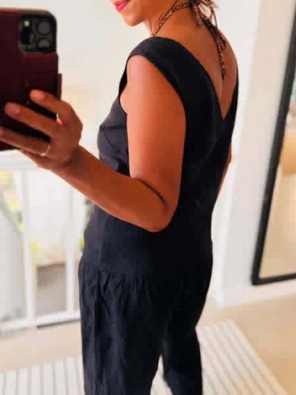 Linen FOX Black Jumpsuit pockets